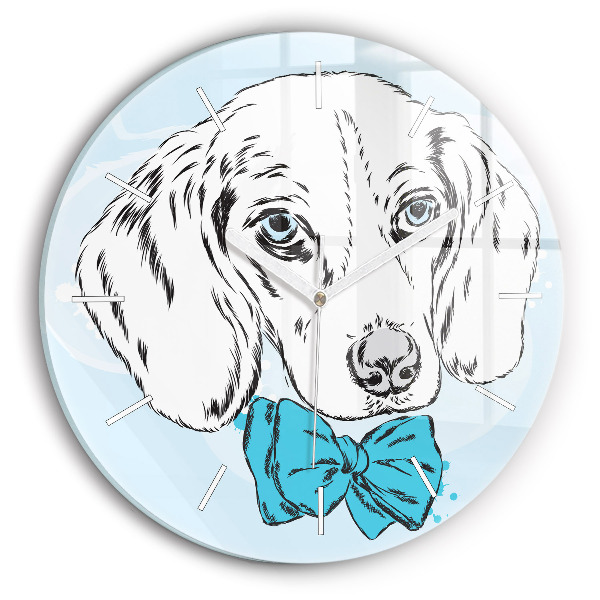 Round glass clock Puppy dog