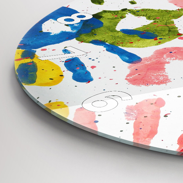 Round glass clock 'Children''s handprints'