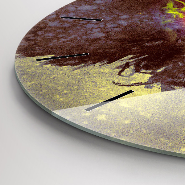 Round glass clock Woman in the forest
