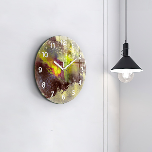 Round glass clock Woman in the forest