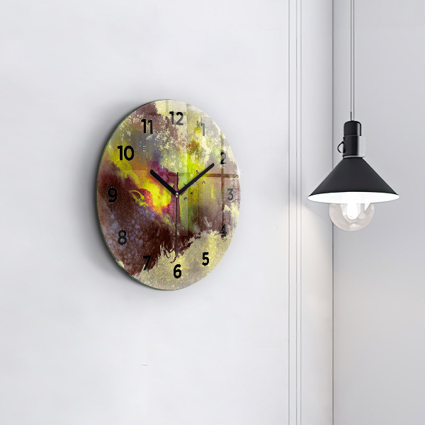 Round glass clock Woman in the forest