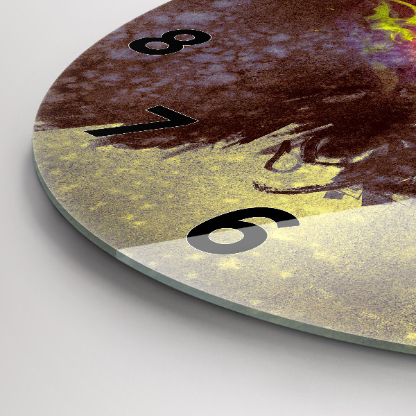 Round glass clock Woman in the forest