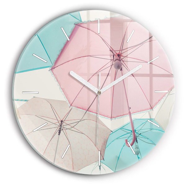 Round glass clock Pastel umbrellas
