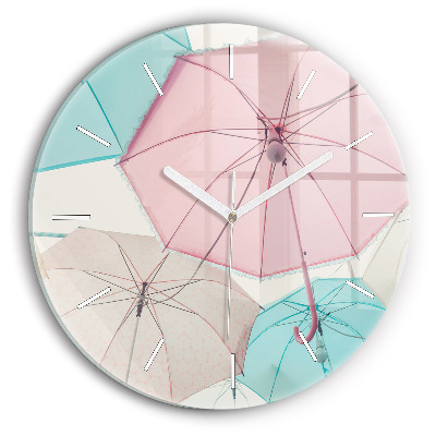 Round glass clock Pastel umbrellas
