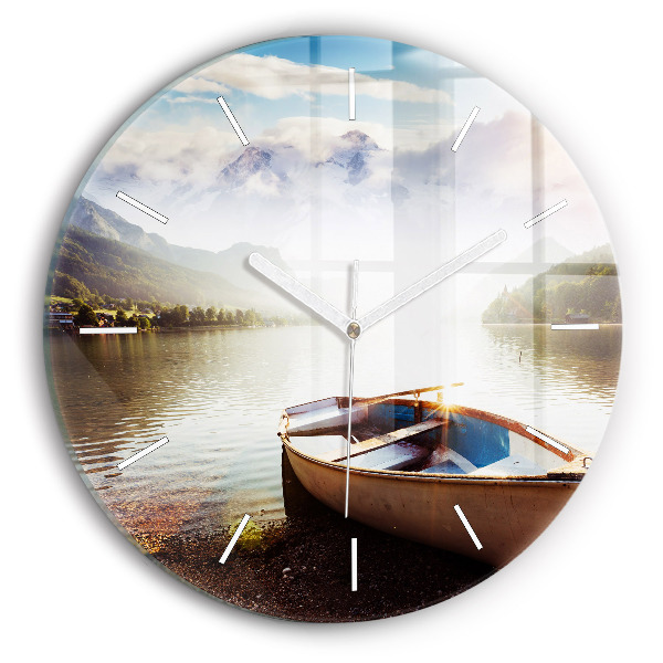 Round glass clock Lake view