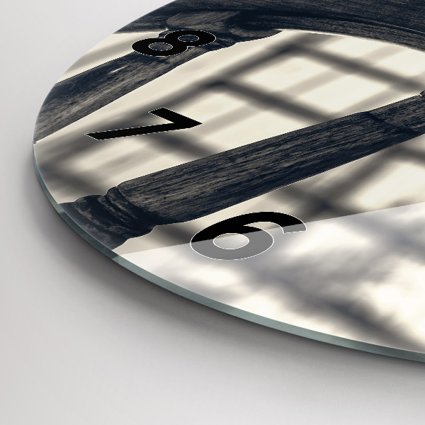 Round glass clock Ancient ship