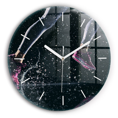 Round glass clock Healthy lifestyle - running
