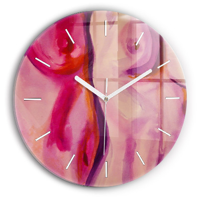 Round glass clock Painting Women