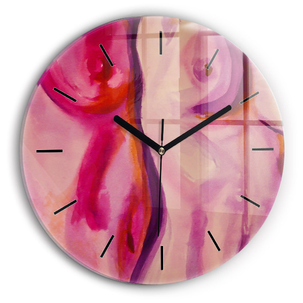 Round glass clock Painting Women