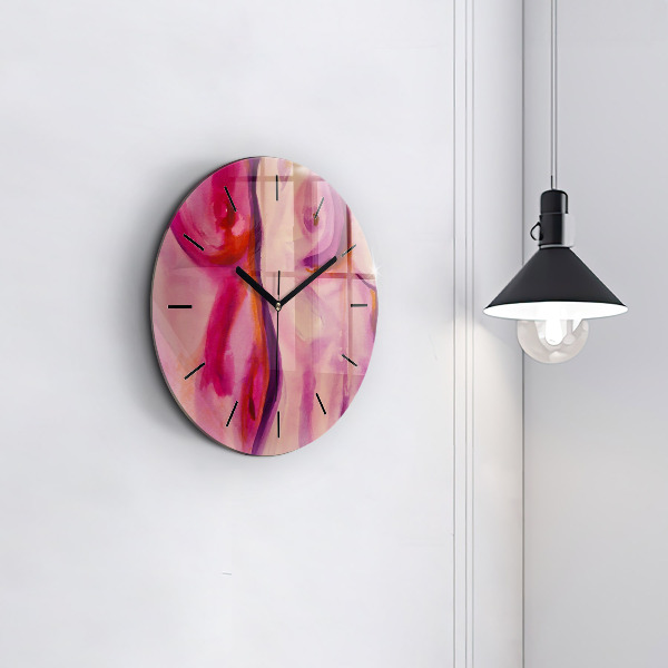 Round glass clock Painting Women