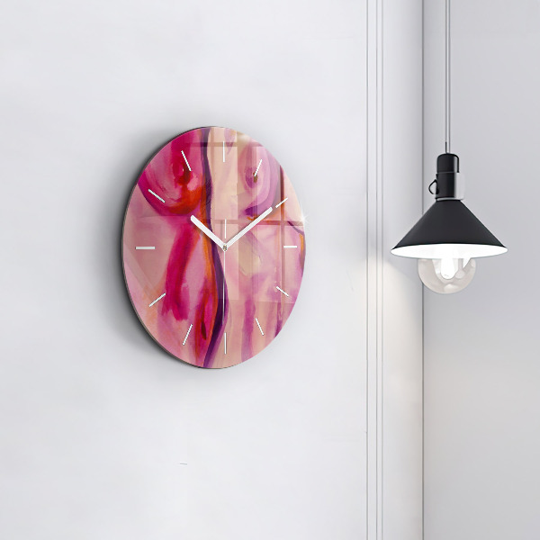 Round glass clock Painting Women
