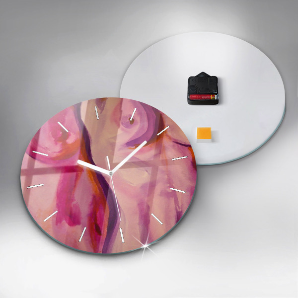 Round glass clock Painting Women
