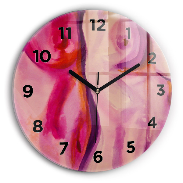 Round glass clock Painting Women
