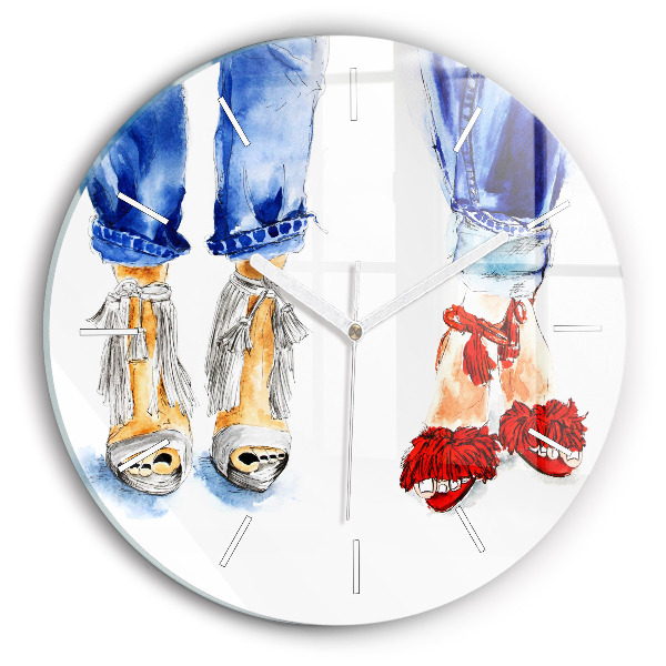 Round glass clock 'Women''s High Heels'