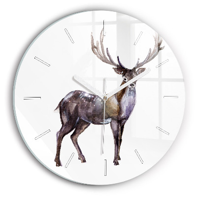 Round glass clock Deer king of the wilderness