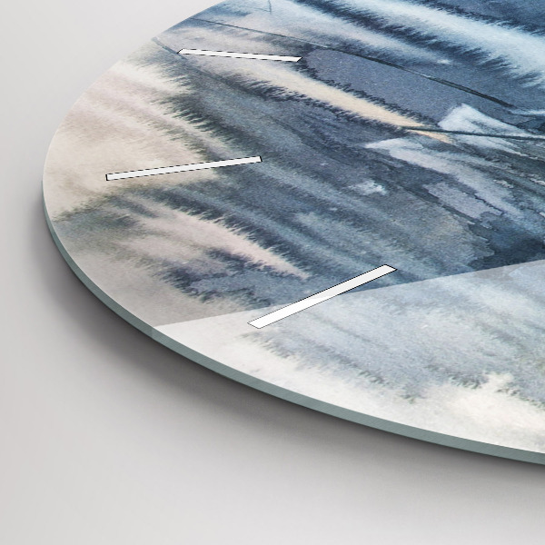 Round glass clock Fisherman on the lake