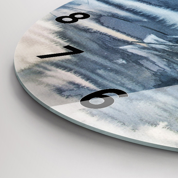 Round glass clock Fisherman on the lake