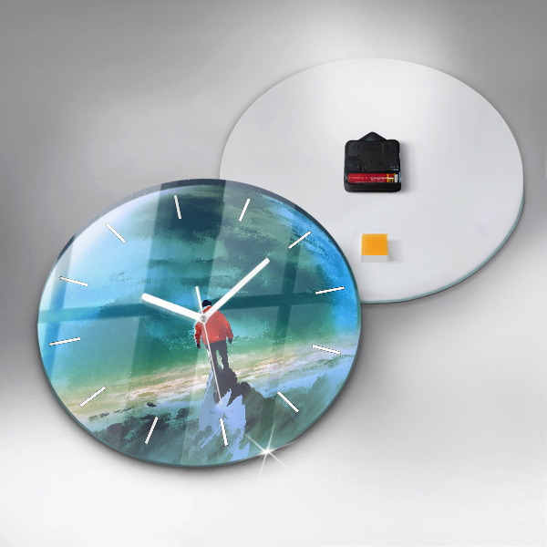 Round glass clock Man in the moon