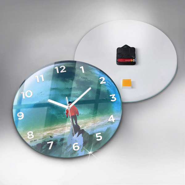 Round glass clock Man in the moon