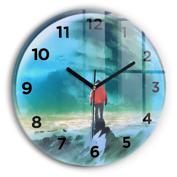 Round glass clock Man in the moon