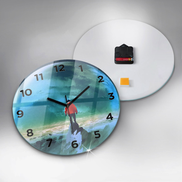 Round glass clock Man in the moon