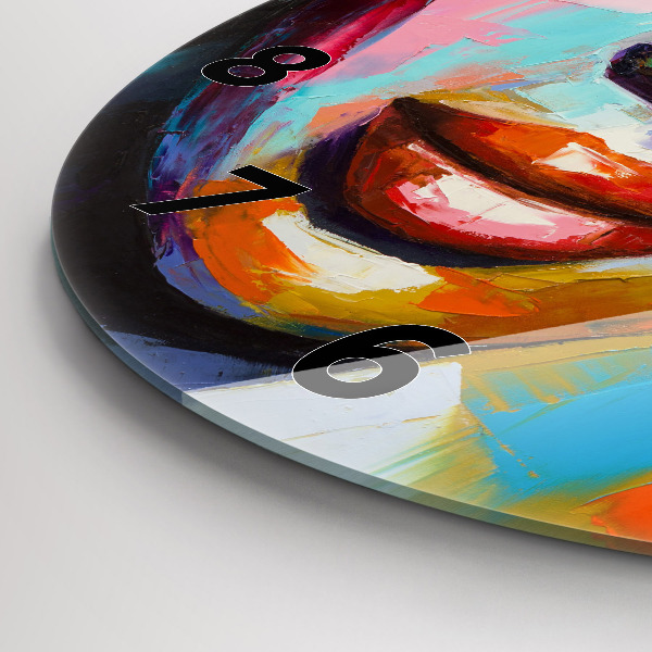 Round glass clock 'Colorful woman''s face'