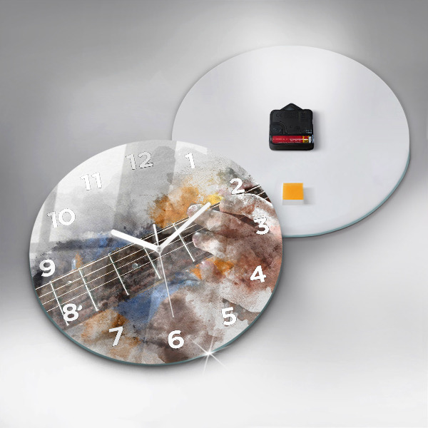 Round glass clock Guitar Graphics