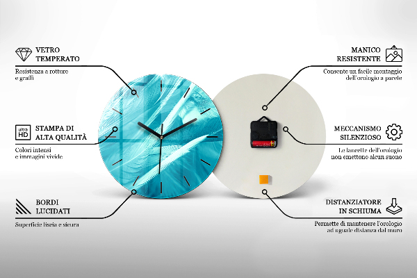 Round glass clock People with umbrellas