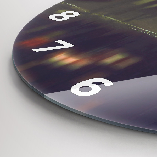 Round glass clock People with umbrellas