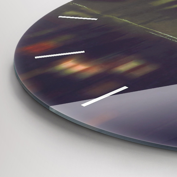 Round glass clock People with umbrellas