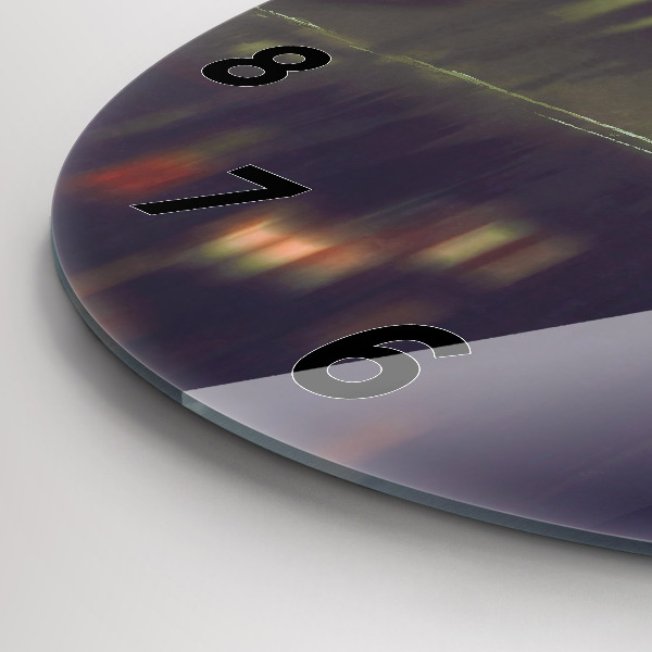 Round glass clock People with umbrellas