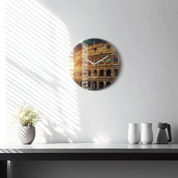 Round glass clock Roman Colosseum