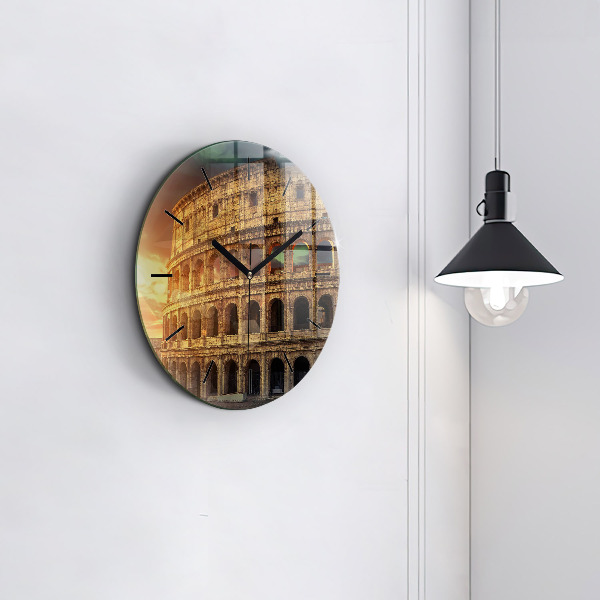 Round glass clock Roman Colosseum