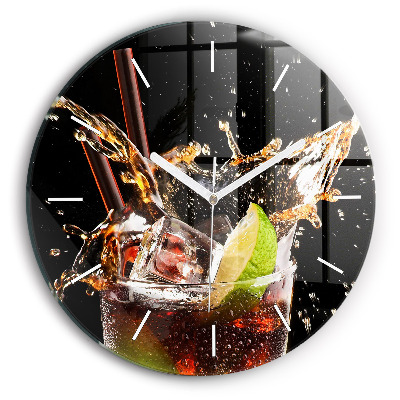 Round glass clock Drink with ice
