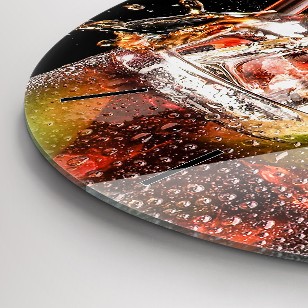 Round glass clock Drink with ice