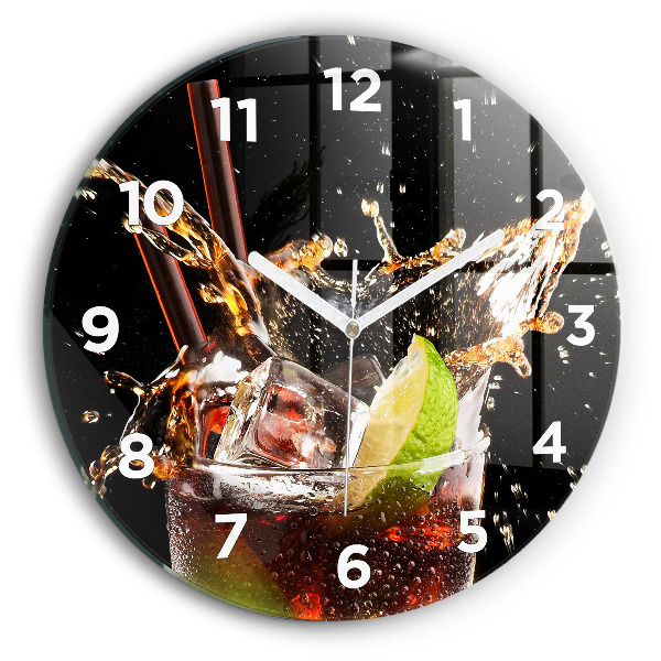 Round glass clock Drink with ice