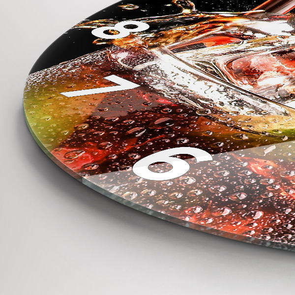 Round glass clock Drink with ice