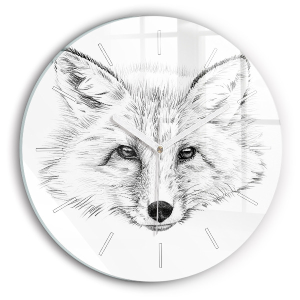 Round glass clock Graphic fox head