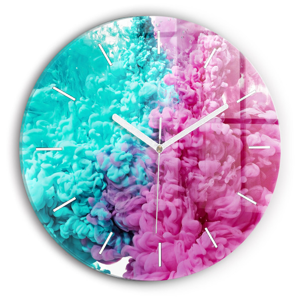 Round glass clock Modern art - spots