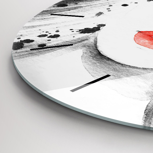 Round glass clock Woman in a hat