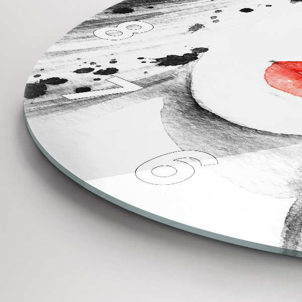 Round glass clock Woman in a hat