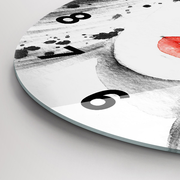 Round glass clock Woman in a hat