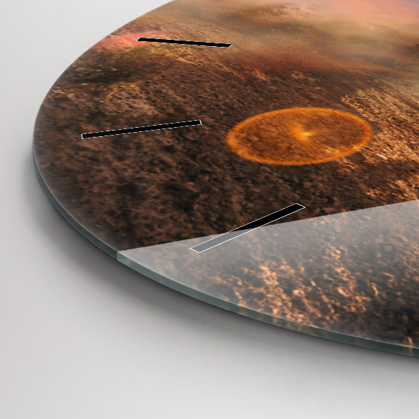 Round glass clock Man on a motorcycle