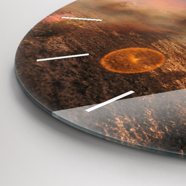 Round glass clock Man on a motorcycle