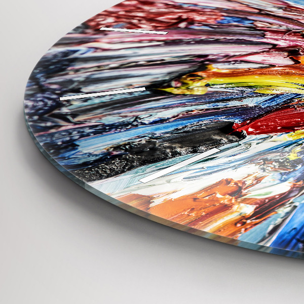 Round glass clock Fragment of oil art