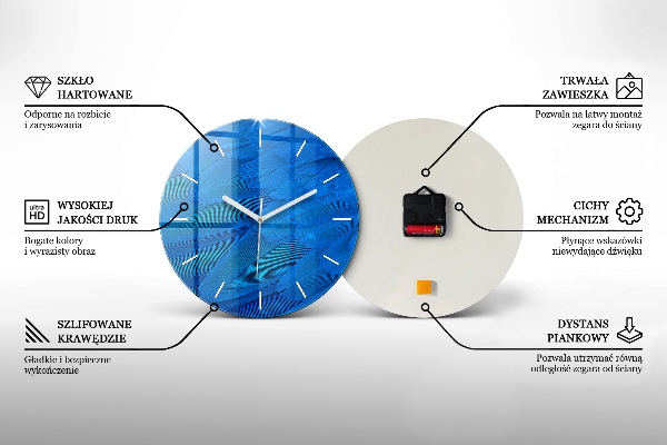 Round glass clock Fragment of oil art