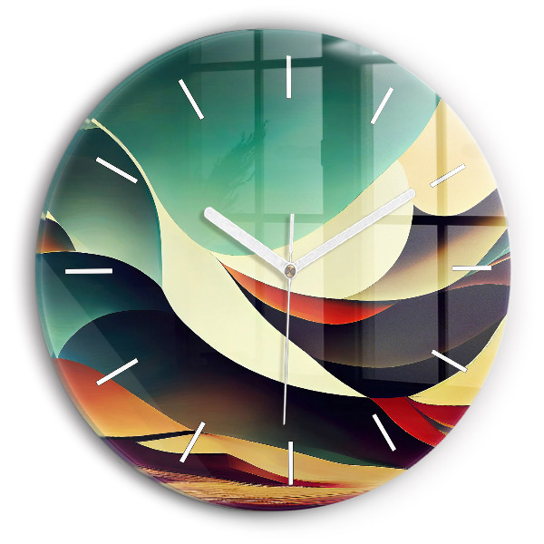 Round glass clock Abstract lines background