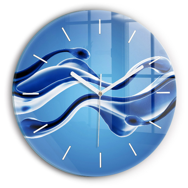 Round glass clock Liquid abstraction