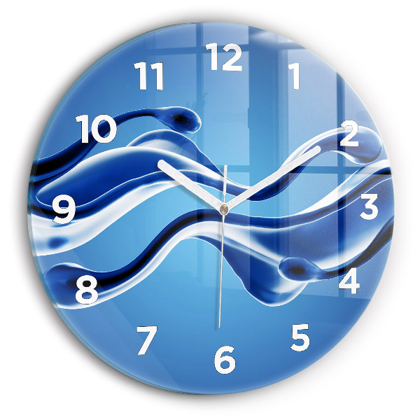 Round glass clock Liquid abstraction