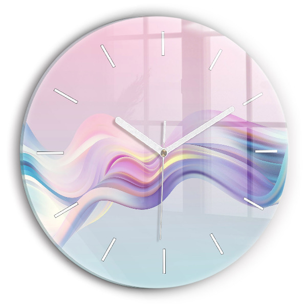 Round glass clock Pastel Wave Abstraction